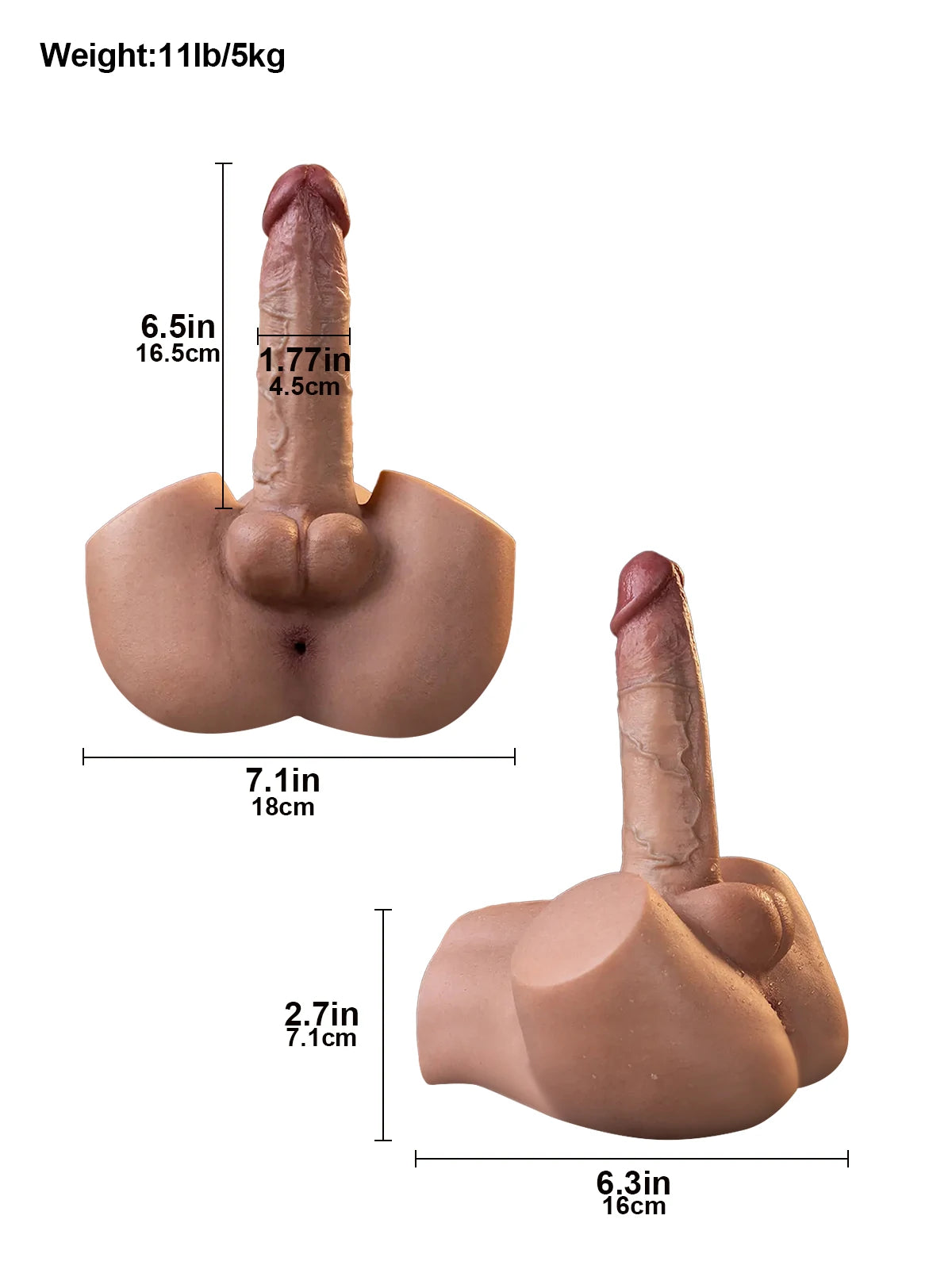 Ryder: 6.5-Inch Dildo with Male Butt Base & Playable Anal Channel