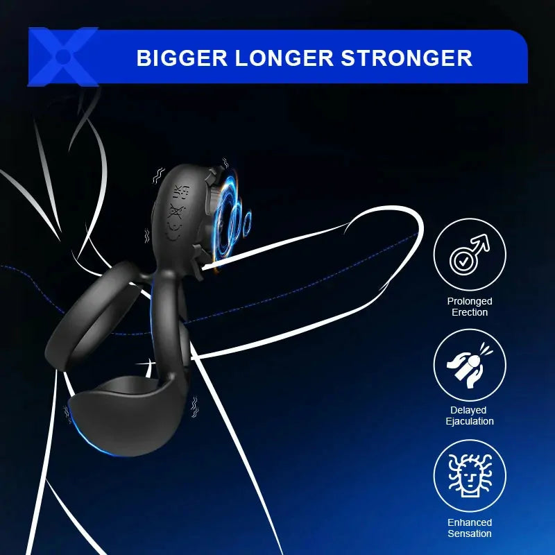 PR5: 3-in-1 Vibrating Cock Ring with Scrotal and Clitoral Stimulation