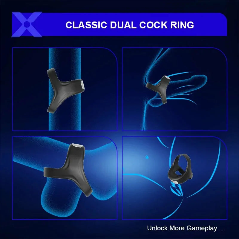 PR7: Dual-Ring Vibrating Cock Ring with Triangular Support