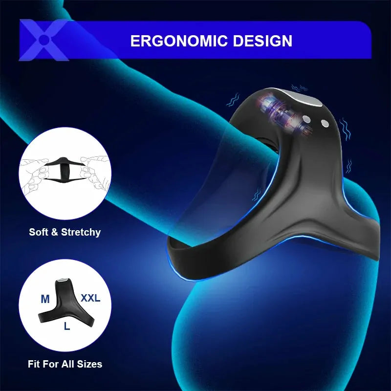 PR7: Dual-Ring Vibrating Cock Ring with Triangular Support