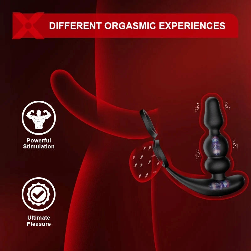 PM14: Beaded Rotating Prostate Massager with Wireless Remote