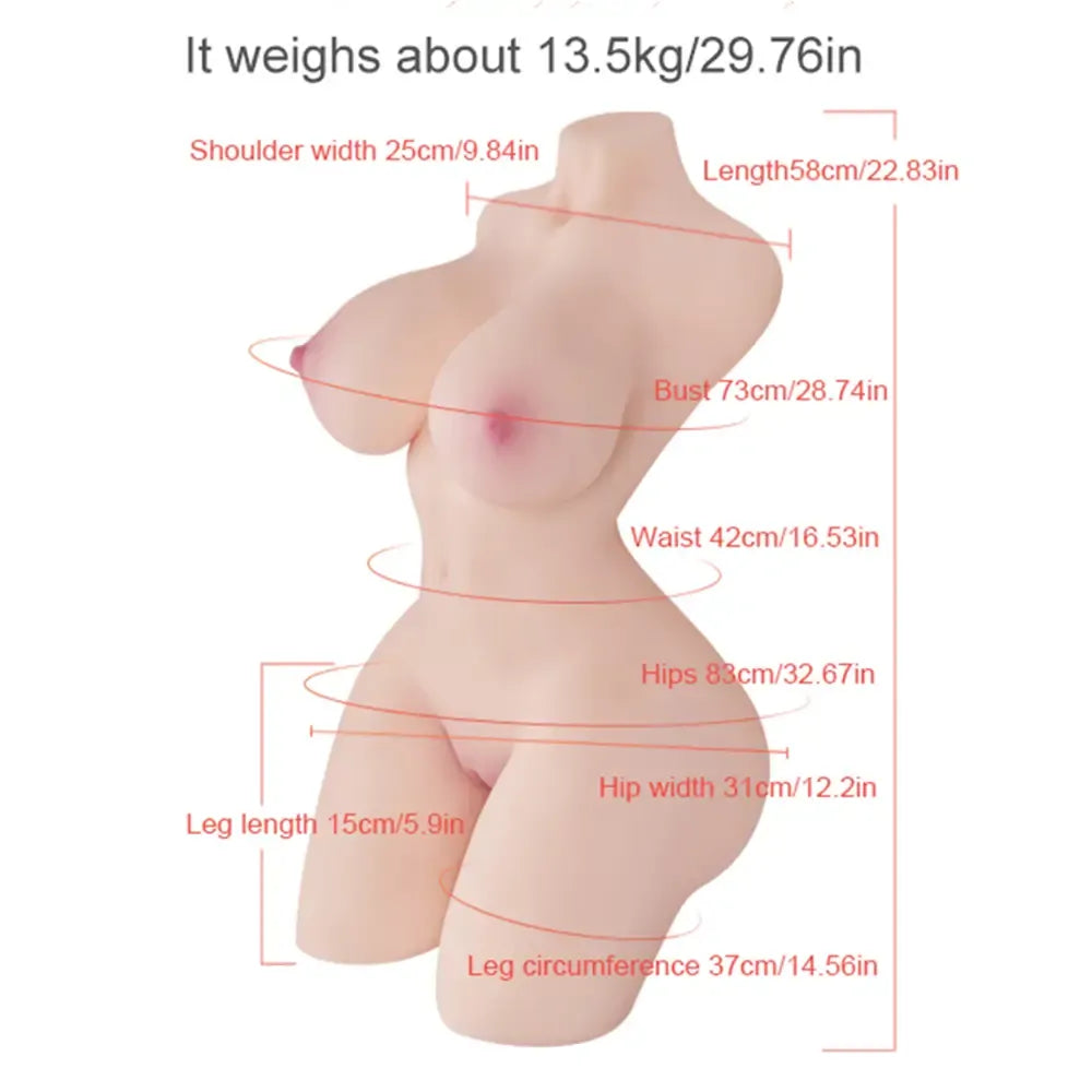 Zenobia: 13.5 kg Torso Sex Doll with Big Gel Breasts & Dual Tunnels