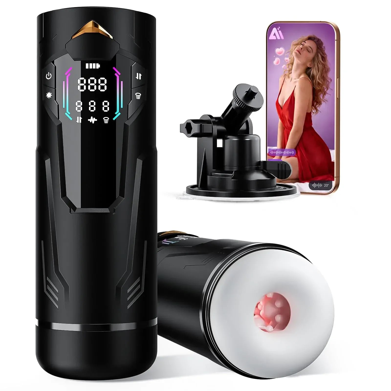 XT4: Male Masturbator with Squeeze-Suction, App Control & Hands-Free Mount