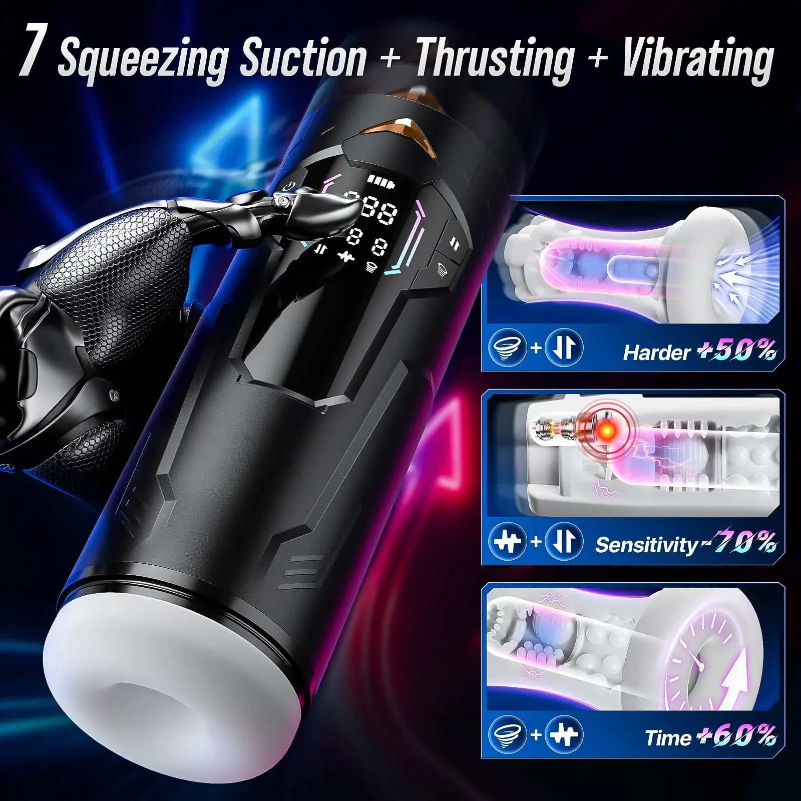 XT4: Male Masturbator with Squeeze-Suction, App Control & Hands-Free Mount