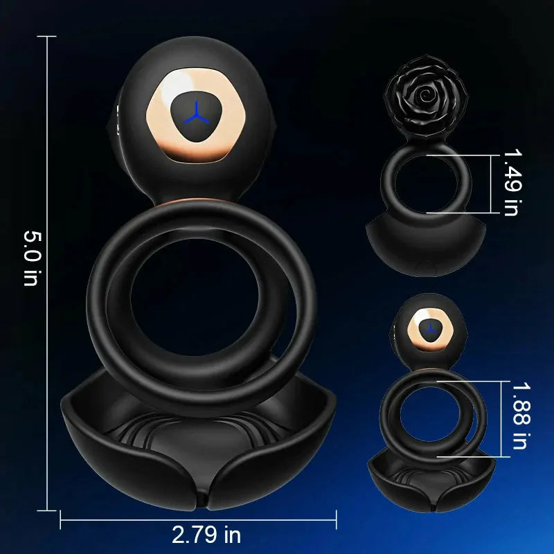 PR5: 3-in-1 Vibrating Cock Ring with Scrotal and Clitoral Stimulation