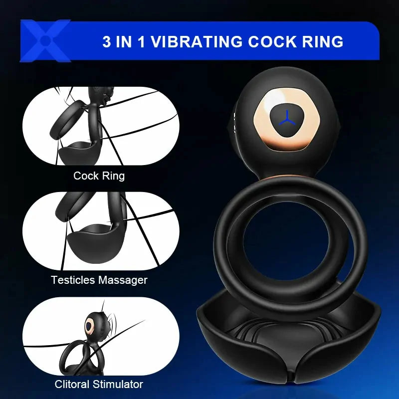 PR5: 3-in-1 Vibrating Cock Ring with Scrotal and Clitoral Stimulation