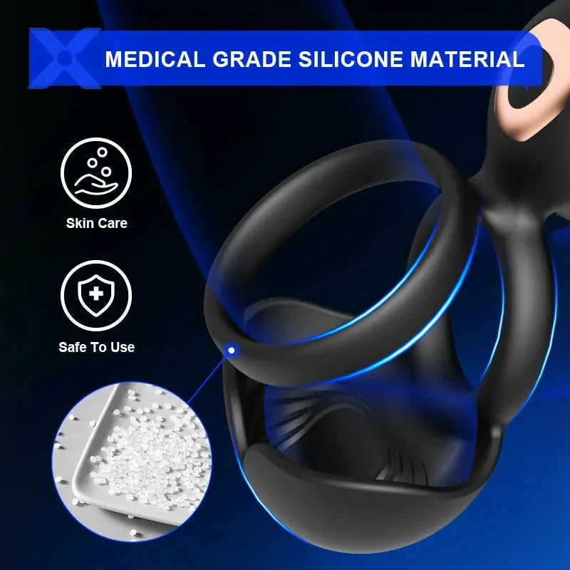 PR5: 3-in-1 Vibrating Cock Ring with Scrotal and Clitoral Stimulation