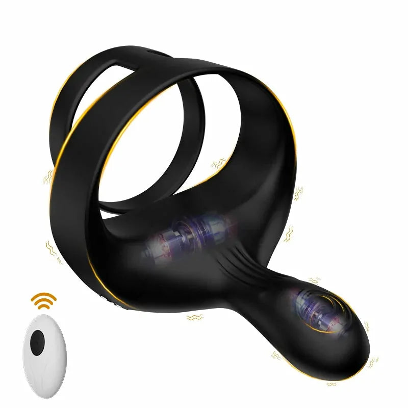 PR6: Remote-Controlled 3-in-1 Cock Ring with Perineum Stimulator