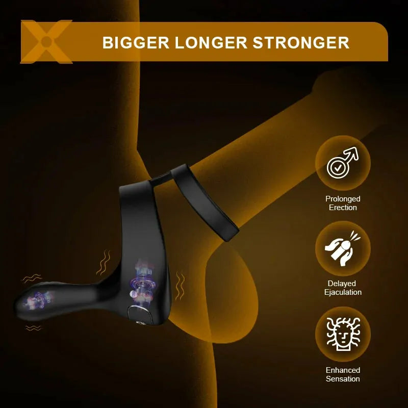 PR6: Remote-Controlled 3-in-1 Cock Ring with Perineum Stimulator