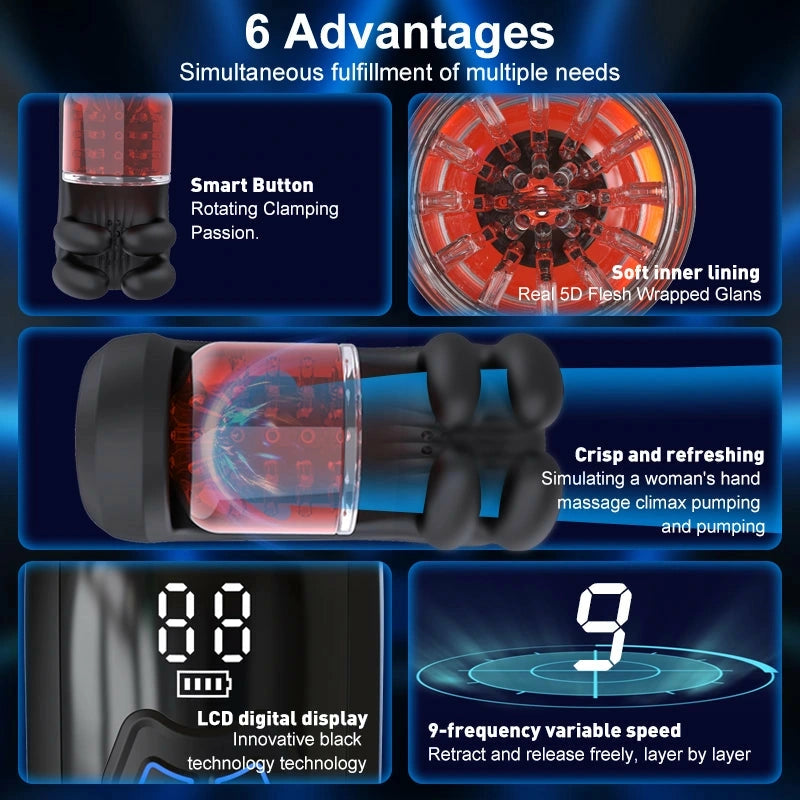 XG10: Male Glans Trainer with 9 Bite, Rotation & Vibration Modes