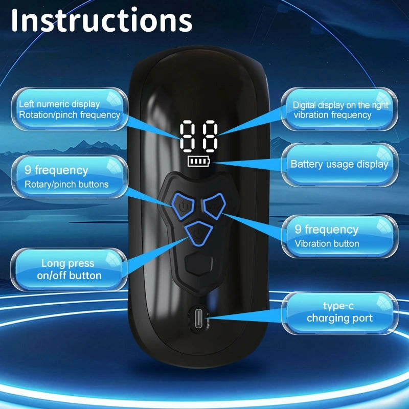 XG10: Male Glans Trainer with 9 Bite, Rotation & Vibration Modes