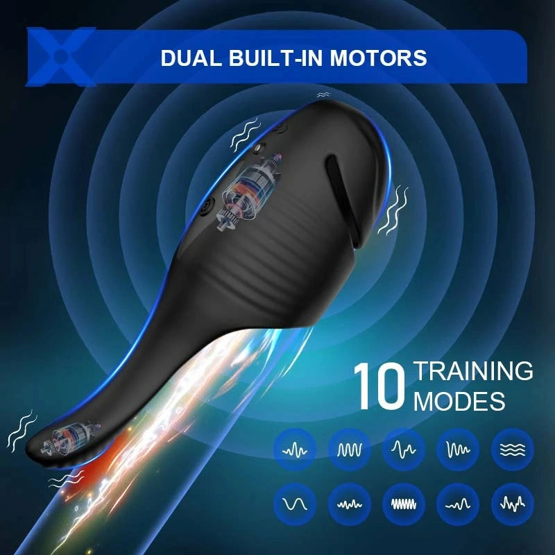 XG2: Dual-Motor Glans Trainer with 10 Vibration Modes & Adjustable Buckle