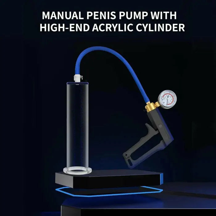 Manual Male Enhancement Pump with Pressure Gauge & Metal Handle