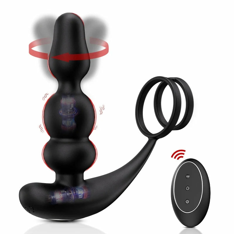 PM14: Beaded Rotating Prostate Massager with Wireless Remote