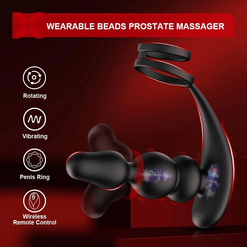 PM14: Beaded Rotating Prostate Massager with Wireless Remote