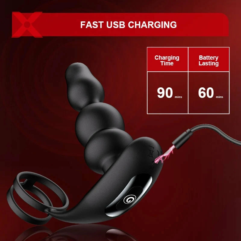 PM14: Beaded Rotating Prostate Massager with Wireless Remote