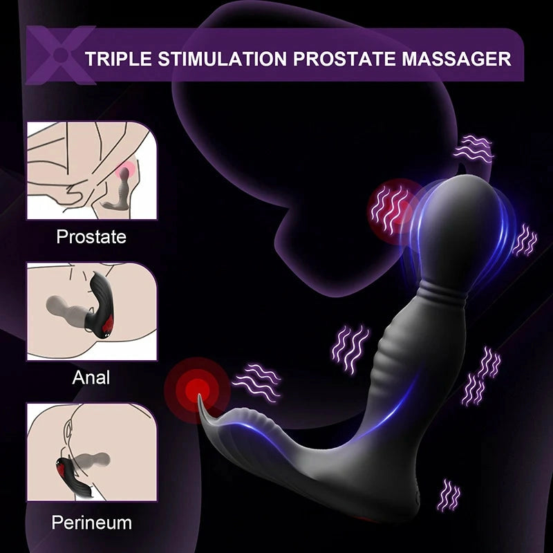 PM8: Triple-Motor Rotating, Vibrating and Licking Prostate Massager