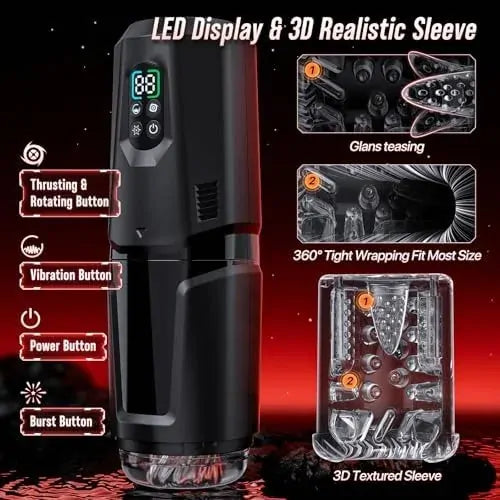 XR19: Blowjob Machine with Hands-Free Base, App Control & Dual Vibration