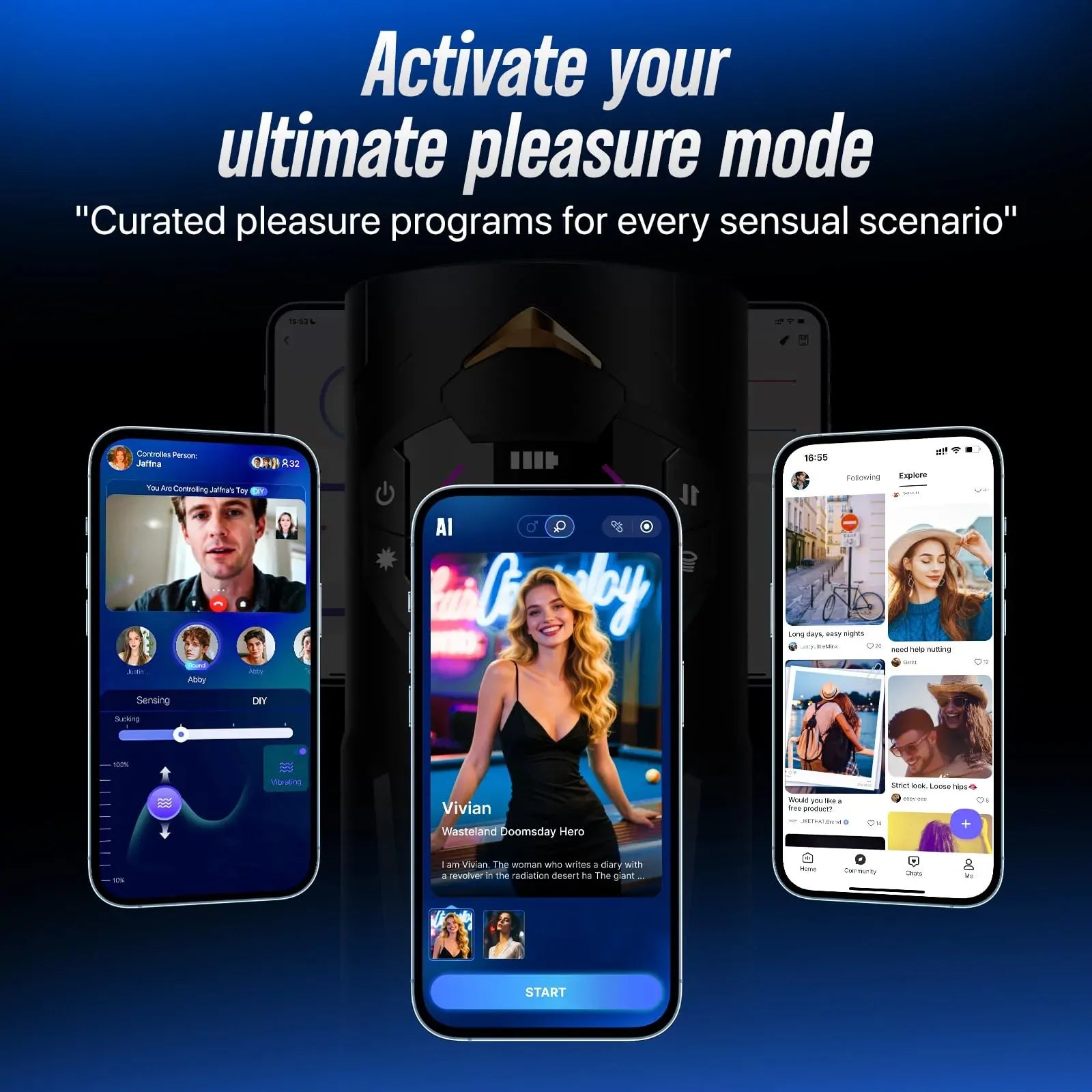 XT4: Male Masturbator with Squeeze-Suction, App Control & Hands-Free Mount